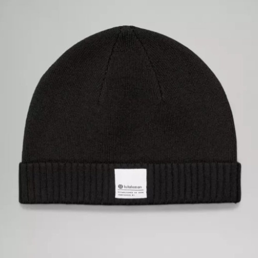 NWT LULULEMON Fold Up Black Knit Beanie -- Size L/XL